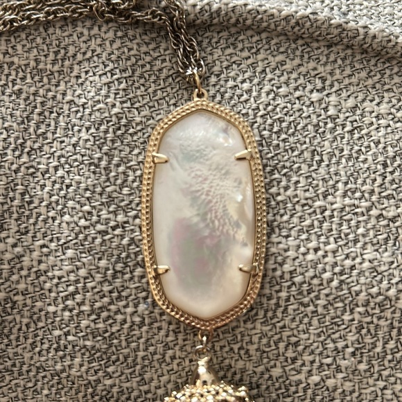 Kendra Scott mother of pearl and gold long tassel necklace - Picture 3 of 3